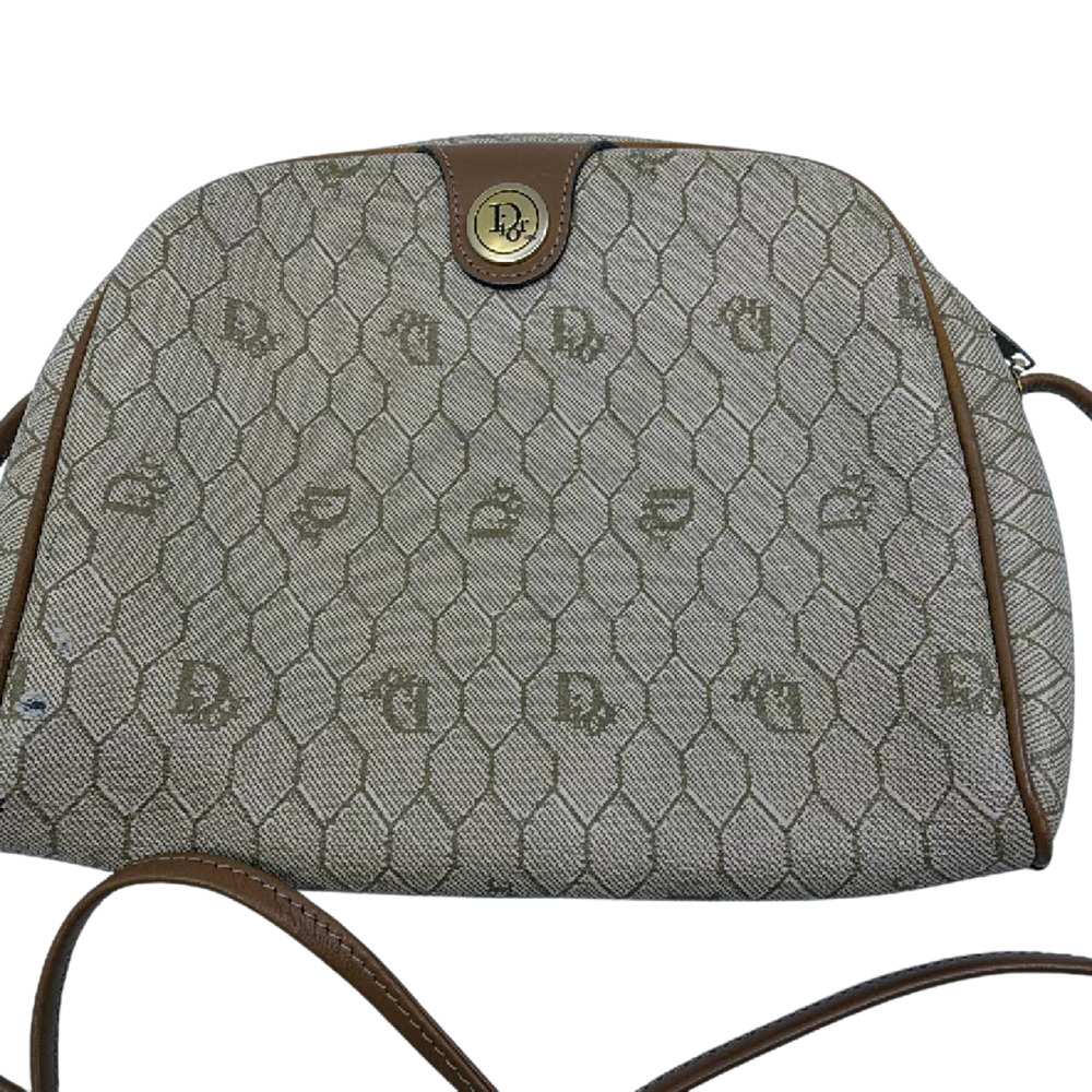 Dior Honeycomb Crossbody Beige Coated Canvas Crossbody Bag